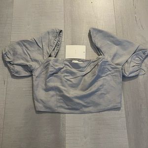 BNWT Oak + Fort Crop Chambray Top Size Small